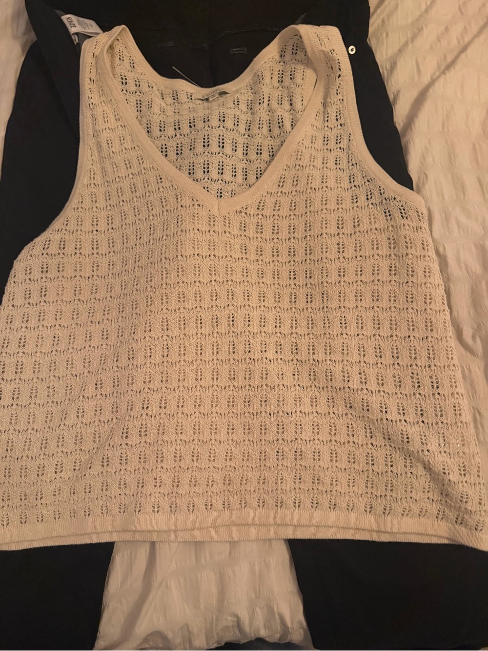 Z Supply Open-Knit Cream V-Neck Tank
